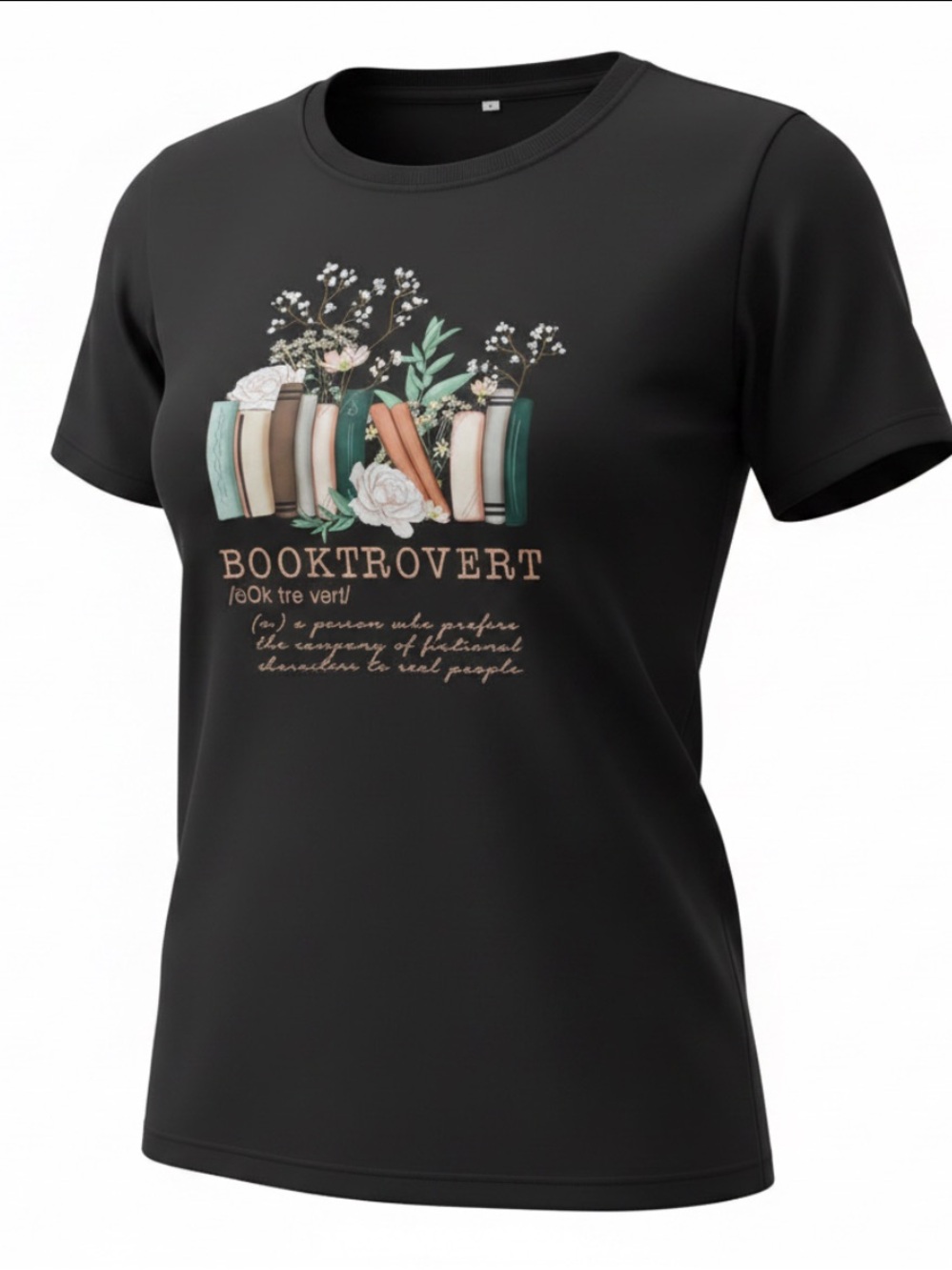 Booktrovert Floral Book Graphic Tee - Black